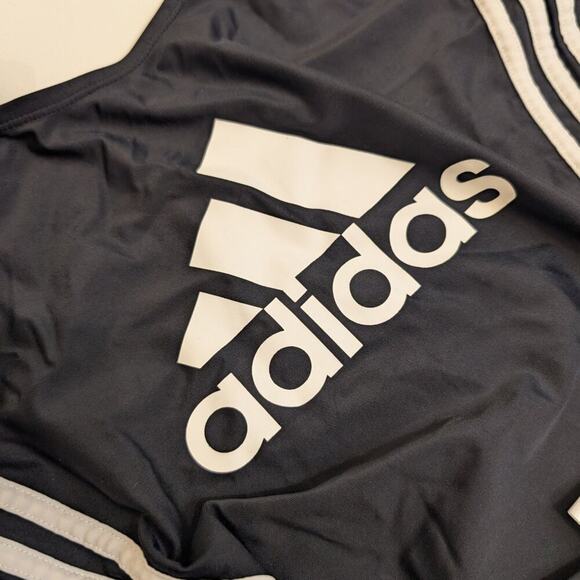 Adidas Women Swimsuit Solid Logo One-Piece Black White Plunge Back - Size M - Picture 3 of 7